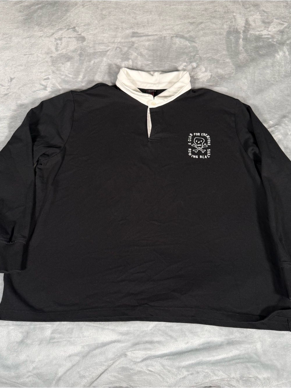 Rowing Blazers Rugby Polo Shirt Mens 2XL Boxy Cropped Fit Skull Long Sleeve